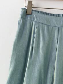 EMERY ROSE Women's Colorful Satin Straight Leg Pants, Elegant Resort Wear For Spring/Summer - Blue - View 5