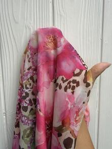 SHEIN EZwear 豹纹和花卉印花休闲长连衣裙，适合大码女性 - 彩色 - View 8
