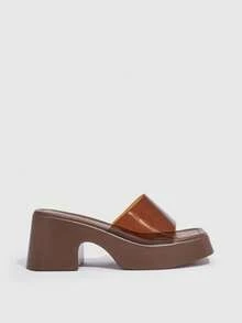 HighSole Dép đế dày đế xuồng đa năng thời trang mùa hè - Cà phê nâu - Xem 6