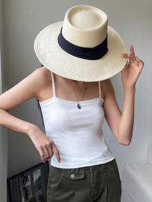 DAZY Solid Rib Knit Cami Top Summer - White - View 6
