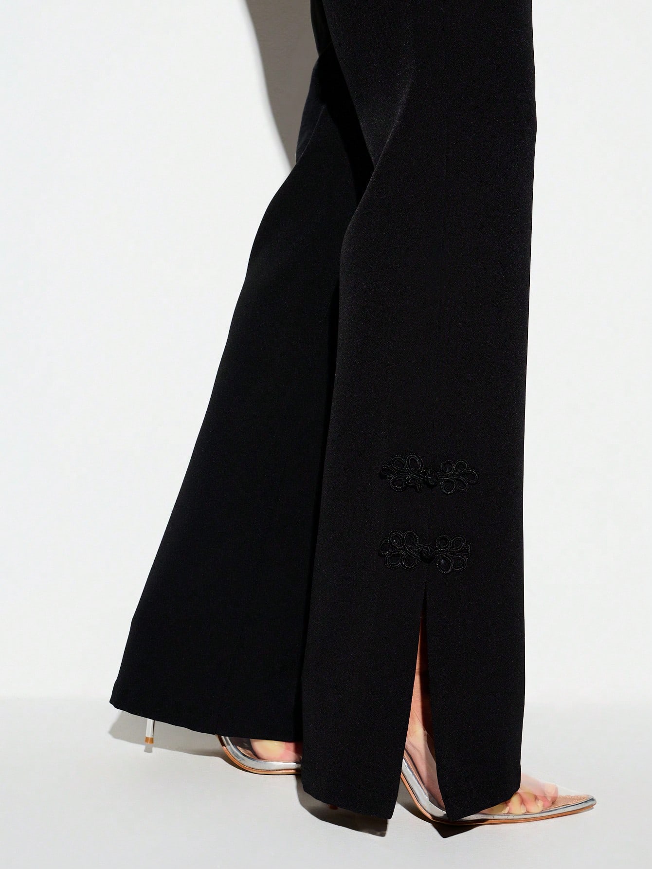 KIZN Flared Trouser With Frog Clasp And Split Hem