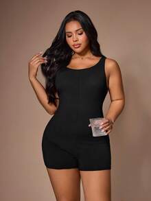 Lazeform Plus Size Women Summer Casual Backless Jumpsuit - Black - View 7