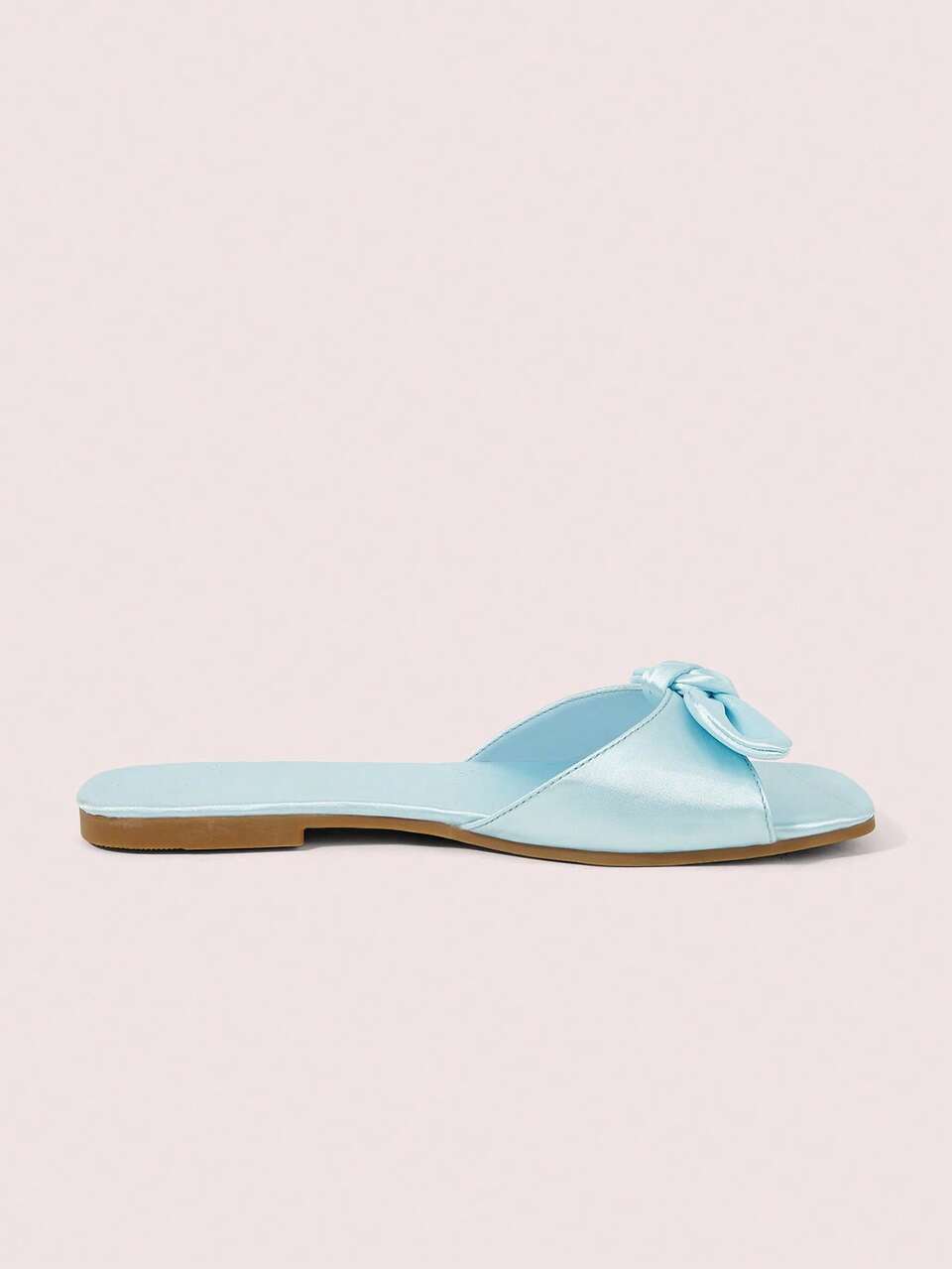 CUCCOO DOLLMOD Women Shoes Blue Satin Satin Fashion Bow Holiday Beach Flats Sandals Summer