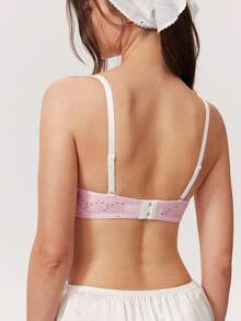 Elorette Pastoral Romantic Water-Soluble Floral Printed Underwire Bra For Women - Pink - View 2