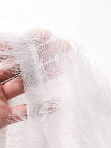 Livesso Vestido corto blanco con adorno de flecos en las mangas, vestido de pijama de verano para mujer - Blanco - View 7