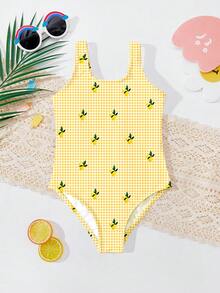 Young Girls' Casual Cartoon Pattern One-Piece Swimsuit, Suitable For Summer - Multicolor - View 3