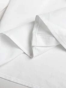 SHEIN 少女上學季日常休閒校園襯衫，白色梭織素色對比領對比蝴蝶結長袖襯衫 - 白色 - 查看 7