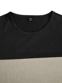 Manfinity Homme 男士撞色拼布短袖 T 恤和工装短裤套装 男士服装 男士 T 恤套装，舒适服装 - 軍綠色 - 查看 3
