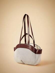 Travachic New Women's Handbag, Large Capacity Tote Bag For Autumn/Winter, Coffee Color With White Casual Minimalist Shopping Bag, Fashion Shoulder Handbag, Middle Bag, Inner Bag, Mom Bag - Coffee - View 2