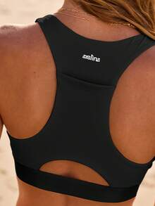 Aralina Áo croptop thể thao năng động mùa xuân hè, kiểu dáng racer back, có túi đựng điện thoại. - màu đen - Xem 2