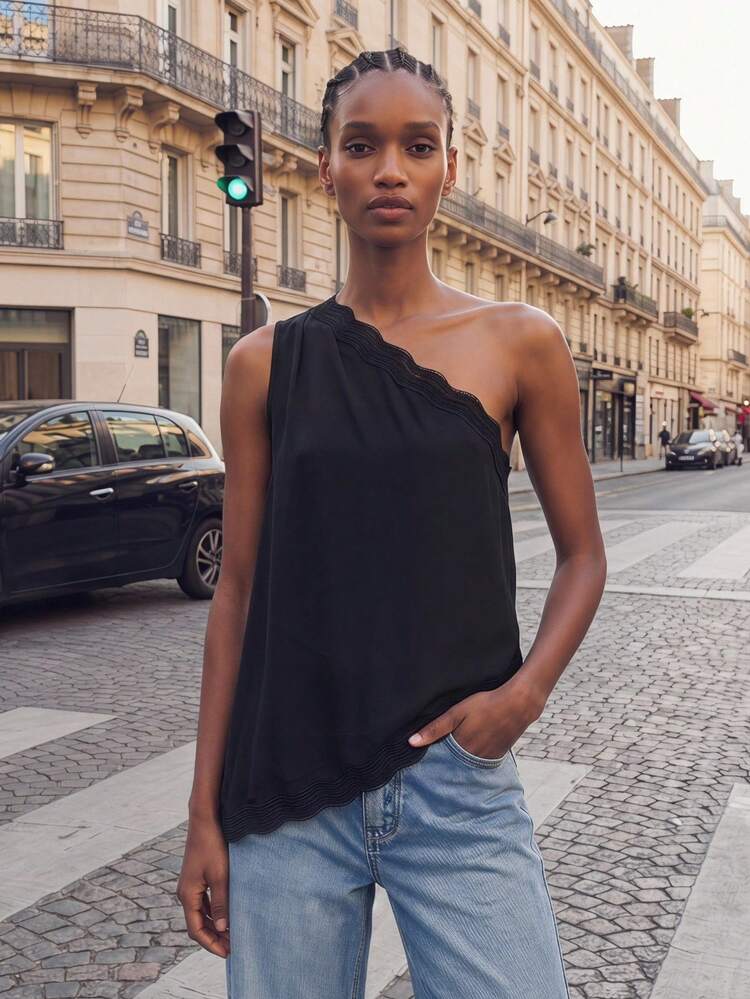 SHEIN Maija Women's Black Off-Shoulder Lace Patchwork Blouse,Summmer Elegant Night Out Party Top,Beach Outfit,Casual Country Style Holiday Outfits