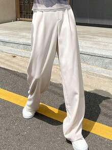 DAZY Women Solid Color Daily Wear Straight Leg Pants,Women Dress Pants - Apricot - View 6