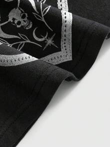 ROMWE Áo ống in hình đầu lâu bướm đêm mắt đen kiểu Gothic, cây bí ẩn, mặt trời, mặt trăng và sao. - màu đen - Xem 4