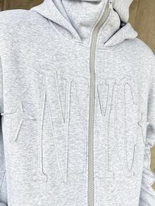 Ngobest Haus Ngobest Haus Áo hoodie cổ khóa kéo thêu chữ thời trang cá nhân hóa dành cho nam, Phong cách đường phố, Bạn bè, Phù hợp, Rộng thùng thình, Dành cho nam, Họa tiết, Phong cách Nhật Bản, Unisex, Tôi yêu bạn gái của tôi - Xám - Xem 4