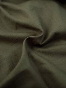 Manfinity Mode Men Solid Button Up Shirt Slim Fit Long Sleeve Plain Green Work Shirt, Fall Cotton - Army Green - View 7