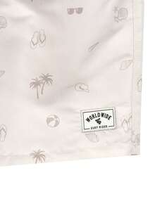 Palasendo Pantalones cortos de playa casuales con cordón y estampado para hombres - Beis - Ver 7