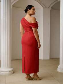 ZEYLAH Vestido ajustado y fruncido elegante, primavera/verano - Rojo - Ver 5