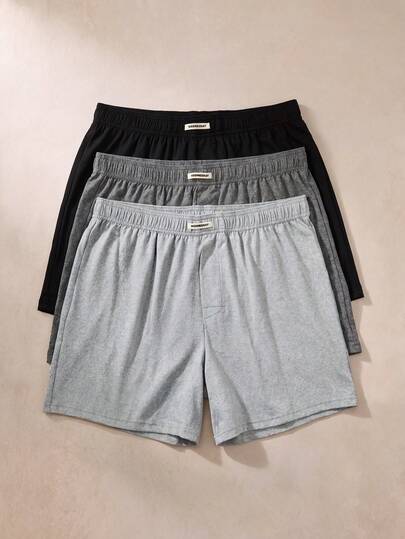 EverLounge Pantalons de détente 3 pièces de base, confortables et décontractés pour hommes avec décoration d'étiquette tissée