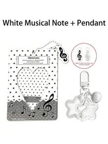 Porta-cartão PVC Preto e Branco Cinza com Estrelas Perseguindo o Ídolo, Cartão de Refeição Pequeno, Cartão de Estudante, Bolsa de Exibição de Armazenamento Ins, Pingente - Multicolorido - Visão 13