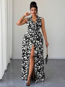 Maweii Plus Size Women's Elegant Diamond Pattern Casual Striped Knit Twist Design Dress - Multicolor - View 1