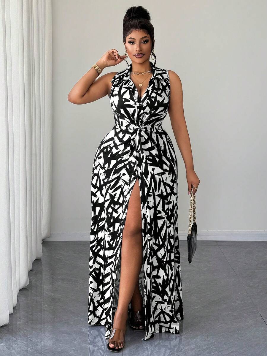 Maweii Plus Size Women's Elegant Diamond Pattern Casual Striped Knit Twist Design Dress - Multicolor - View 1
