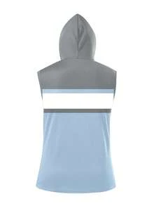 Manfinity Homme Chaleco con capucha de hombre con estampado de letras y rayas de color en contraste, para vacaciones - Multicolor - Ver 2