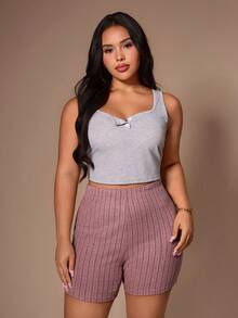Lazeform Pantalones cortos casuales con cintura elástica de talla grande, aptos para usar en casa y al aire libre - Rosa vieja - Ver 1