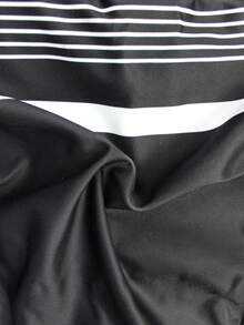 Naviga Onda 男士条纹抽绳舒适休闲夏季沙滩泳裤 - 黑色 - 查看 5