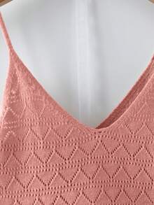 GlowEve Set 2 Potong Atasan Wanita Model Camisole Berlubang dan Celana Pendek Pinggang Serut Rajut - Berwarna merah muda - View 6
