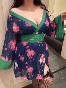 Vibekara 性感浪漫印花收腰短裙 - 藏蓝色 - 查看 5