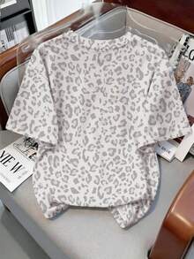 T-shirt col rond à manches courtes polyvalent et minimaliste pour jeunes filles, adapté pour l'été - Multicolore - Voir 2