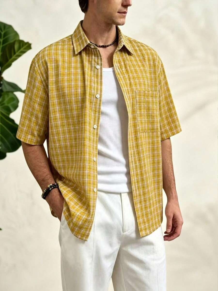 Airaco Men's Casual Plaid Short Sleeve Shirt - Multicolor - View 1