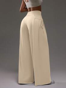 Dewbera Dewbera Pantalones deportivos casuales de malla con pliegues para mujer, adecuados para primavera y otoño - Albaricoque - Ver 6
