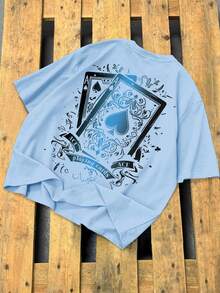 Manfinity LEGND Kaos Lengan Pendek Kasual Pria dengan Motif Cetak untuk Musim Panas dan Liburan - Baby Blue - View 4