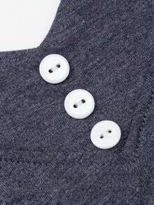Glimmora Summer New Vintage Style Spaghetti Strap Camisole Top, Button Decor Casual Comfortable Layering Or Outerwear - Grey - View 6