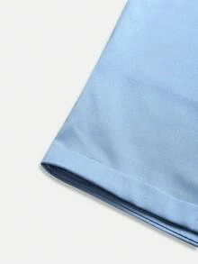 SHEIN Clasi Jumpsuit Tanpa Lengan Minimalis Elegan Warna Polos Ukuran Besar, Pakaian Kasual Sehari-hari Formal Biru Muda Musim Panas - Biru - View 3