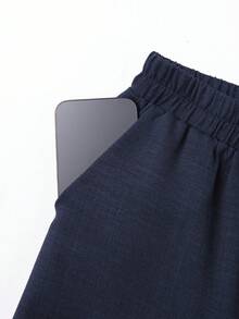 LUMIGAL V-Neck Frill Trim Camisole Pants 2 Pieces Set For Women, Summer Vacation Navy Blue Tropical Casual Elegant Vacation - Navy Blue - View 7