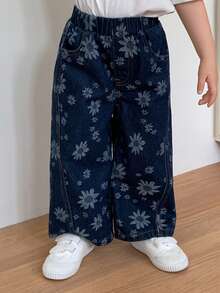 Dazy Kids Toddler Girls' Casual Wide Leg Loose Denim Pants - Blue - View 4