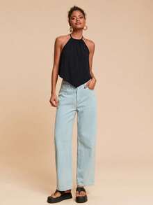 Travachic Áo tank top dệt họa tiết du lịch dành cho nữ - màu đen - Xem 5