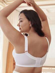 Slumbrini Plus Size Women's White Seamless Underwire Bra, Simple & Breathable, Lift & Support - White - View 2