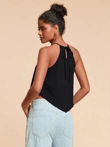 Travachic Áo tank top dệt họa tiết du lịch dành cho nữ - màu đen - Xem 2