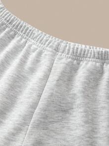 SHEIN BASICS 女款戶外運動休閒基本款寬鬆鬆緊腰短褲 夏季居家健身運動輕灰色居家運動短褲 - 灰色 - 查看 10