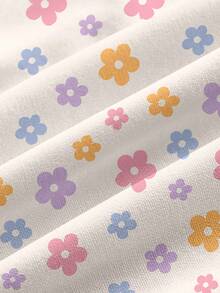 PopScrub Colorful Floral Print V-Neck Short Sleeve Patchwork Pocket Scrub Uniform Top - Multicolor - View 3