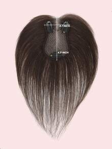 8 Inch Hair Toppers For Women Real Human Hair Pieces For Women With Sparse Crown Hair 2.75*4.5 Inch Lace Hair Toppers Middle Part No Bangs 3 Clips Fixed Clip In Hair Extensions - S2 - View 2