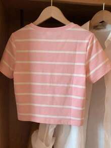 Resyla Women's Spring/Summer New Arrival Striped Print All-Match Fitted Versatile T-Shirt - Multicolor - View 2