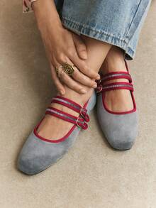 Rosivie Women's Casual Buckle Design Flat Loafers, Versatile For Daily Wear - Dark grey. - View 12