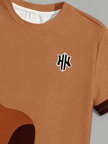 Sorvial Men's Casual Colorblock Print Short Sleeve T-Shirt & Shorts Set, Holiday - Multicolor - View 6