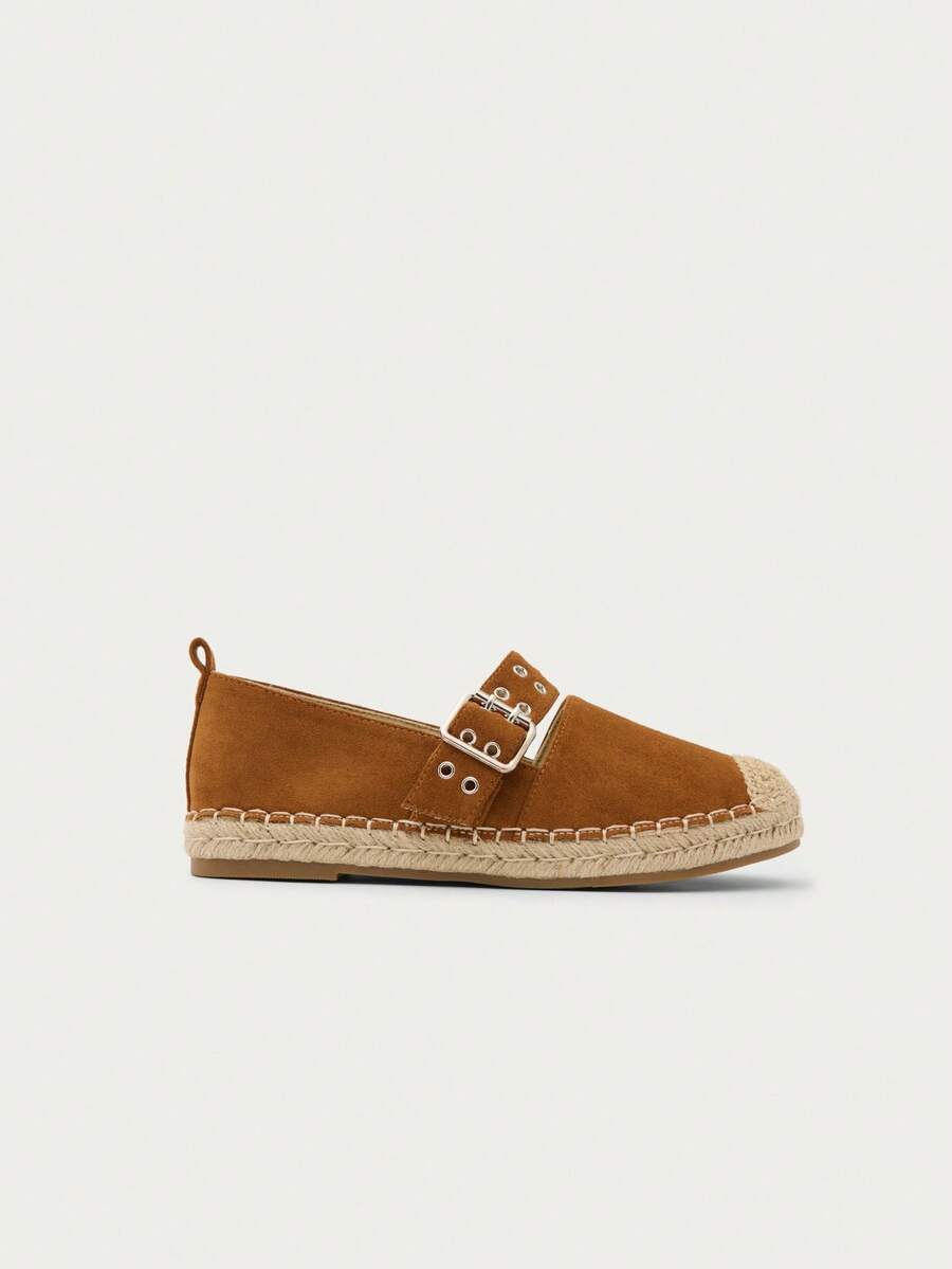 Nöista Une sandale plate de style espadrille beige, avec une bride à boucle marquante et une semelle enveloppée de jute pour un look décontracté et estival. - Kaki - Voir 1