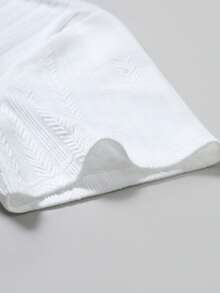 Manfinity Homme Áo thun nam tay ngắn cỡ lớn, dệt jacquard họa tiết bông lúa mì, thời trang đa năng, phù hợp mặc hàng ngày, món quà lý tưởng cho bạn trai hoặc chồng. - trắng - Xem 6