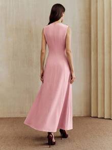 Anewsta Vestido elegante de mujer con bordado calado y ajustado sin mangas, adecuado para eventos formales, fiestas, elegante, trabajo, graduación, boda, rojo - Rosa Pálido - Ver 8